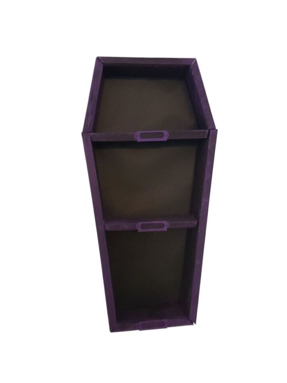 Decorative Purple & Black Cedar Coffin Shelf with Nameplates